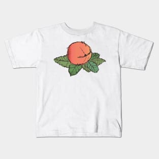 Peach on a leaf sketch Kids T-Shirt